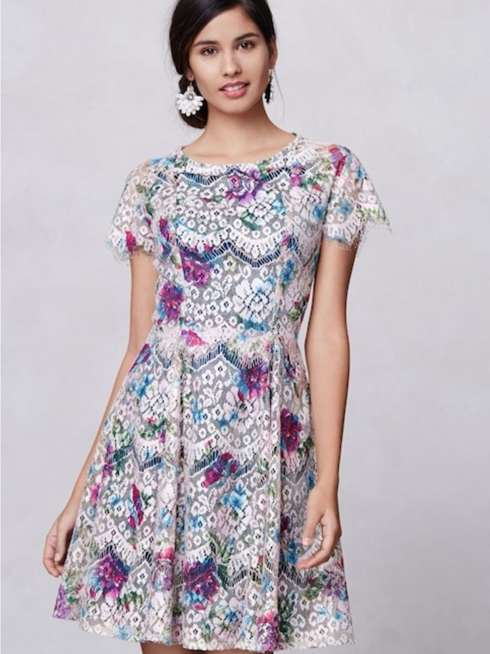Hunter Dixon for Anthropologie Lace Floral Vintage Style Dress